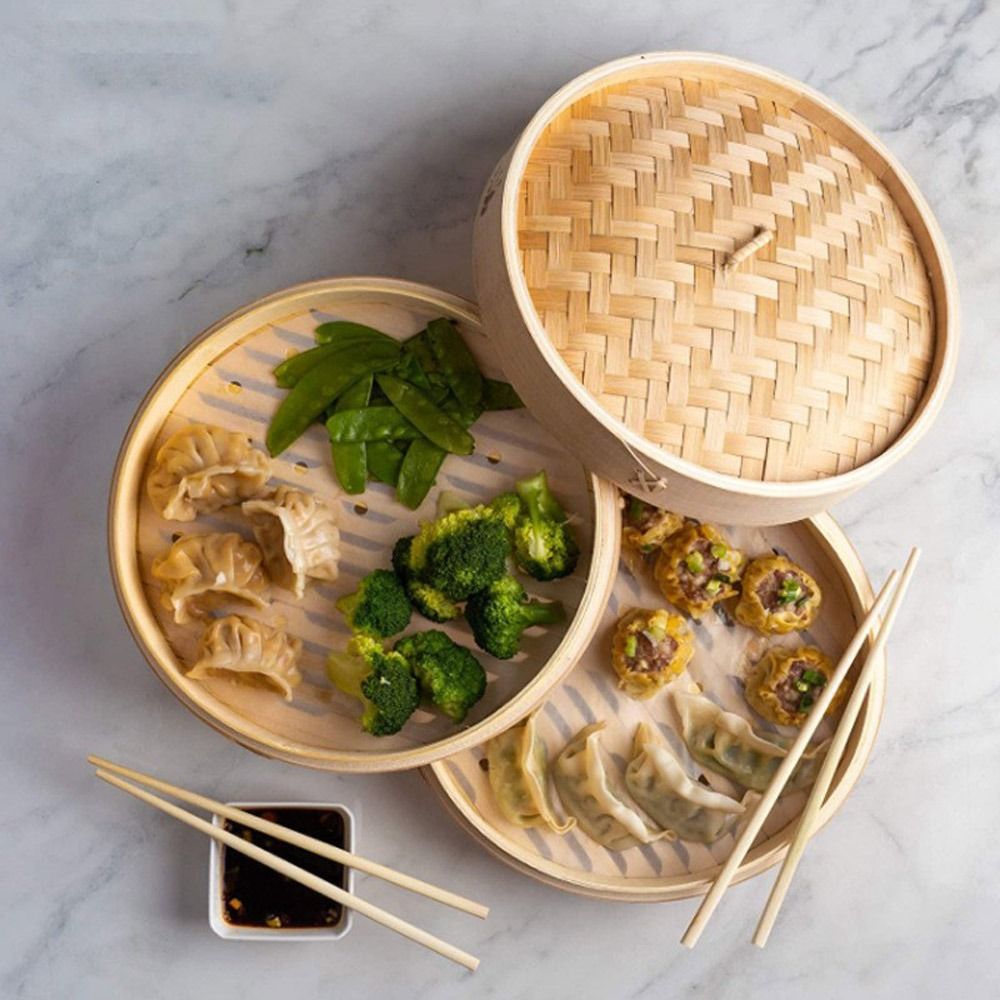 中華蒸し器 竹蒸し器 蓋付き点心蒸し器 餃子蒸し器 野菜蒸し - Bao Steamer Bamboo のレビューと価格