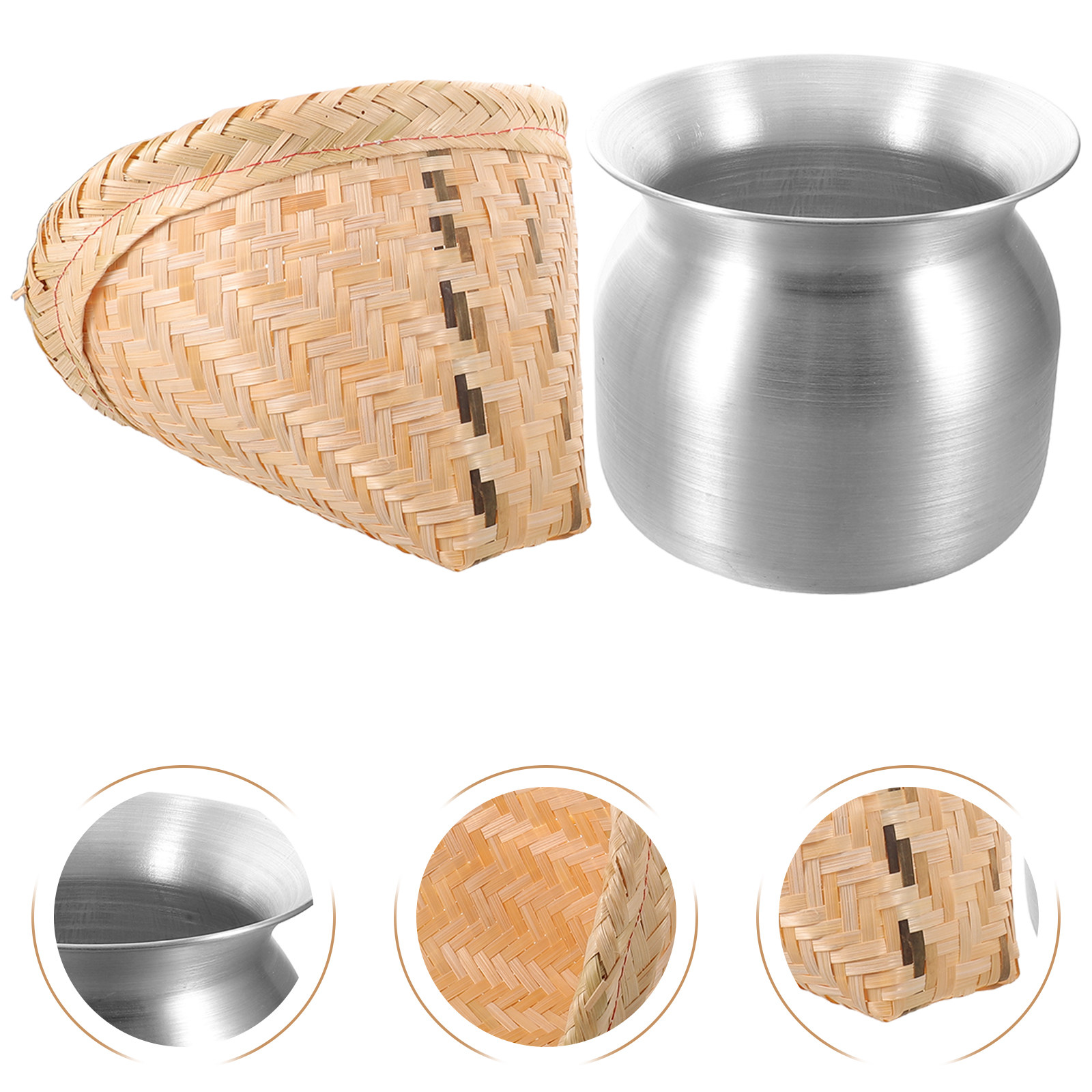 1セット 粘り米蒸し器 ポットバスケット アルミ製竹蒸し器  - Bao Steamer Bamboo のレビューと価格