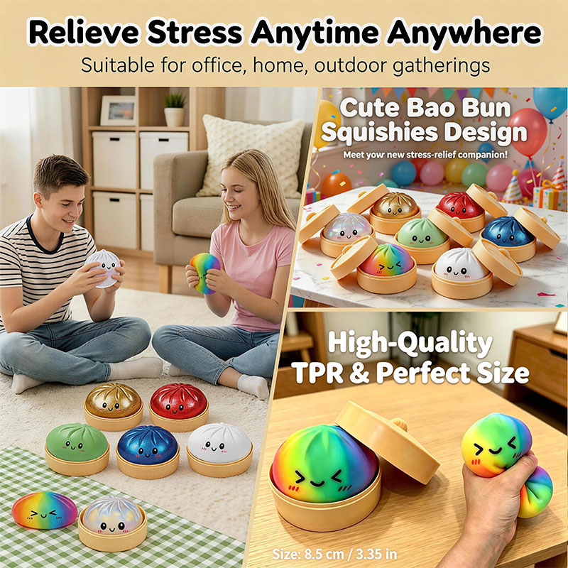 竹蒸し器付きの柔らかいスローリバウンドストレス解消スクイーズ - Bao Steamer Bamboo のレビューと価格