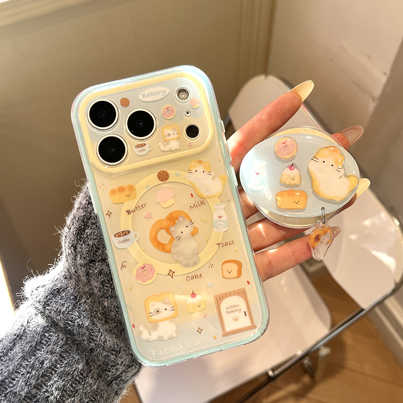 かわいい漫画パン猫マグネット式スマホケース iPhone 1 - Taco Stand Holder のレビューと価格