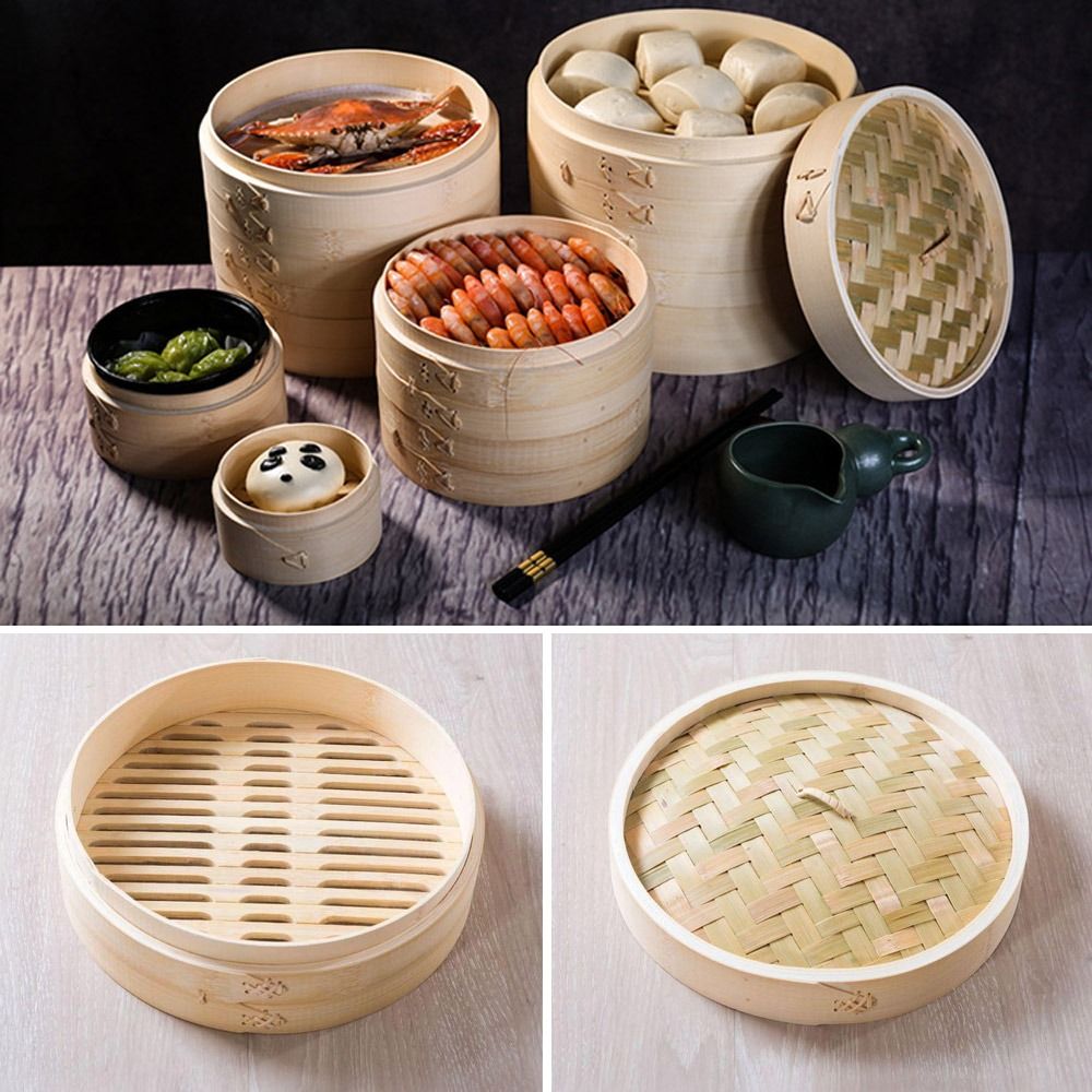 蓋付きせいろバスケット 餃子蒸しバスケット 中華蒸しバスケッ - Bao Steamer Bamboo のレビューと価格